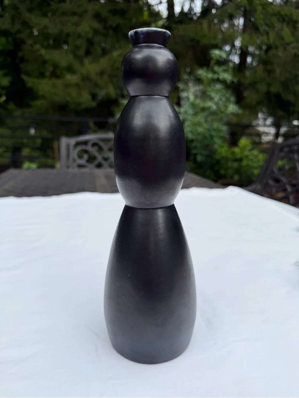 Black Modern Sculptural Vase - Lieberman Pottery. Handmade
